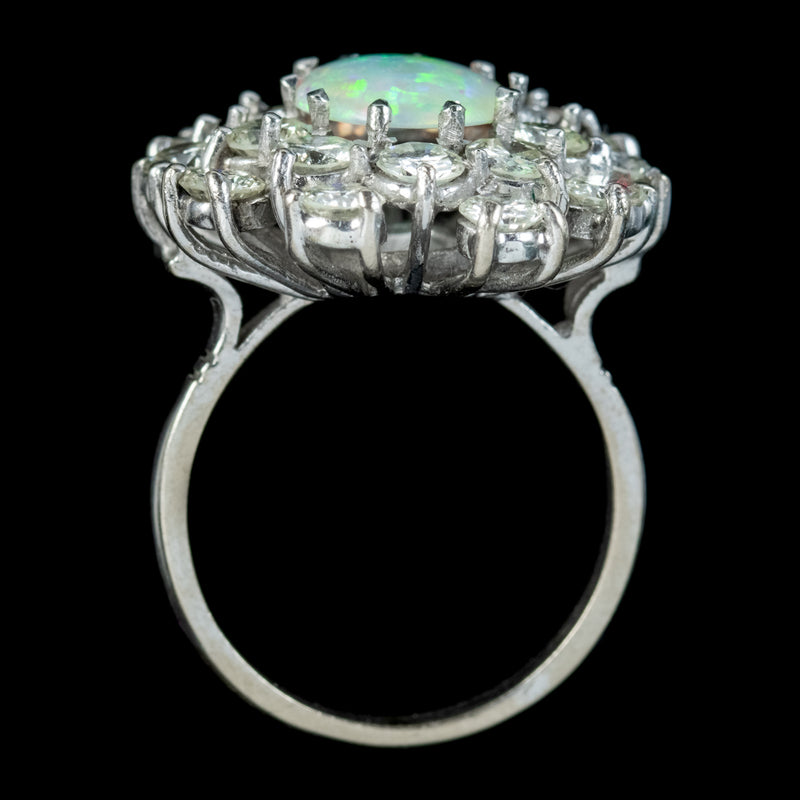 Vintage Opal Diamond Cluster Ring 3ct Opal Circa 1950