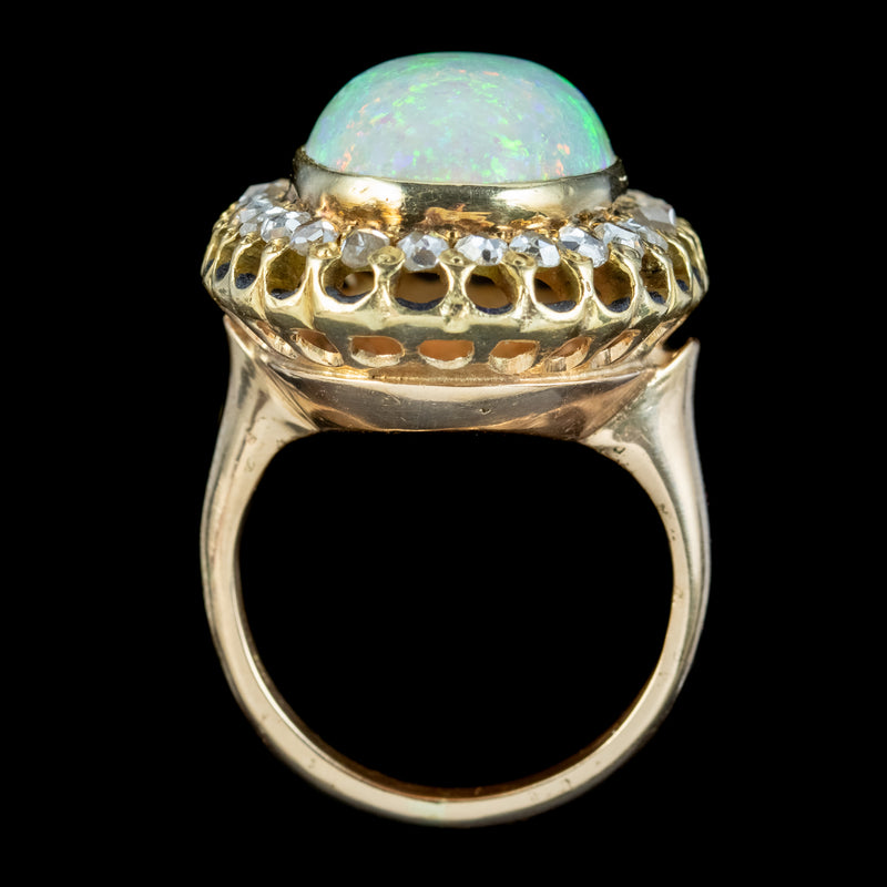 Vintage Opal Diamond Cocktail Ring 14ct Natural Opal 