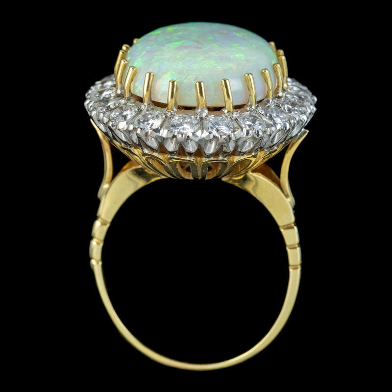 Vintage Opal Diamond Cocktail Ring 20ct Opal 2ct Diamond