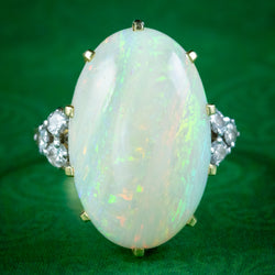 Vintage Opal Diamond Cocktail Ring 25ct Opal Dated 1975