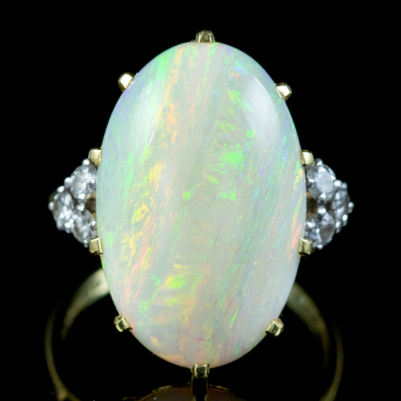 Vintage Opal Diamond Cocktail Ring 25ct Opal Dated 1975