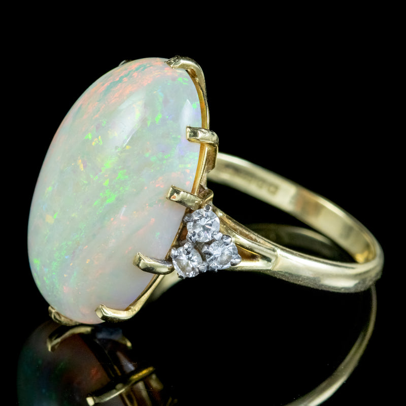 Vintage Opal Diamond Cocktail Ring 25ct Opal Dated 1975