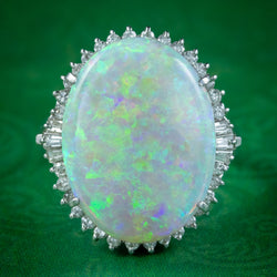 Vintage Opal Diamond Cocktail Ring 8.74ct Natural Opal 