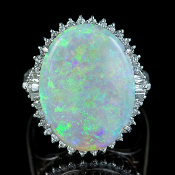 Vintage Opal Diamond Cocktail Ring 8.74ct Natural Opal 