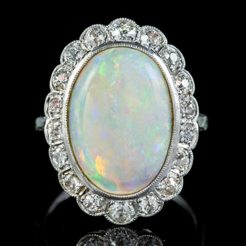 Vintage Opal Diamond Ring 6ct Opal Circa 1940