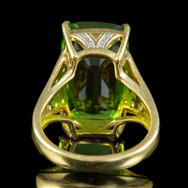 Vintage Peridot Diamond Cocktail Ring 14ct Peridot 