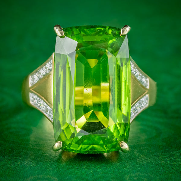 Vintage Peridot Diamond Cocktail Ring 14ct Peridot 