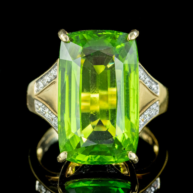 Vintage Peridot Diamond Cocktail Ring 14ct Peridot 