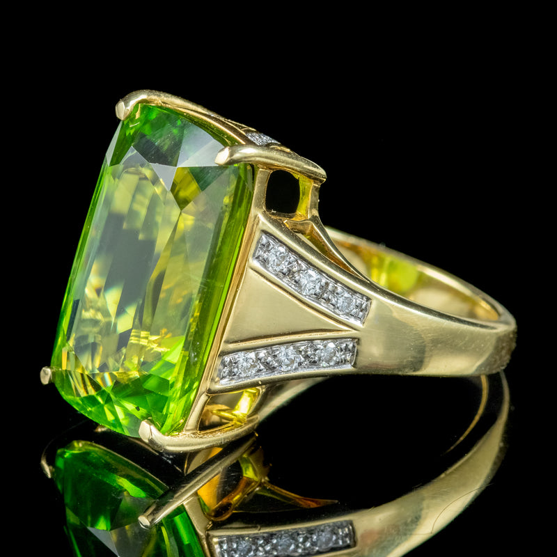 Vintage Peridot Diamond Cocktail Ring 14ct Peridot 
