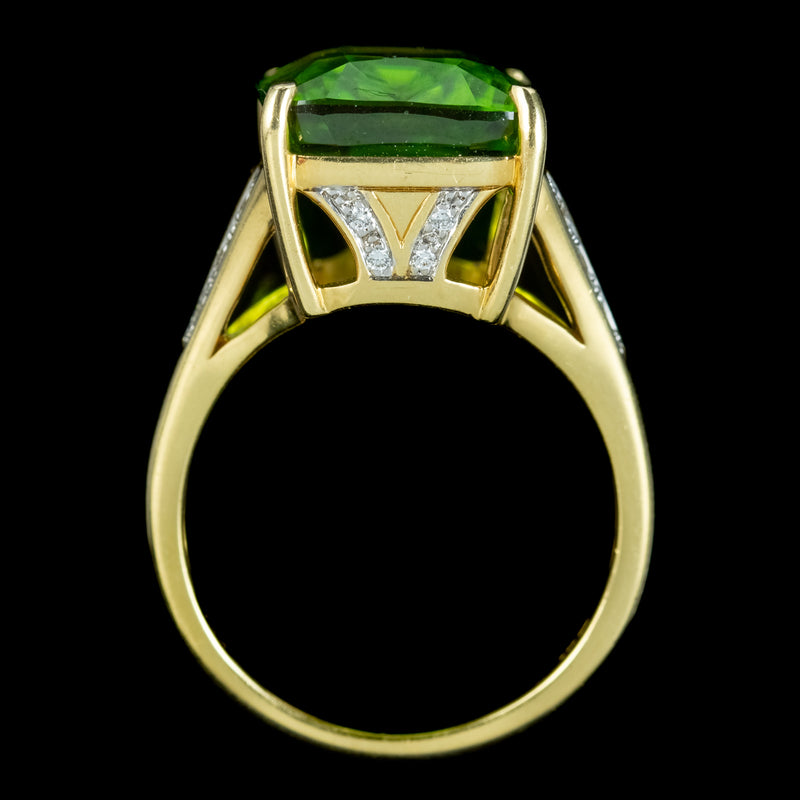 Vintage Peridot Diamond Cocktail Ring 14ct Peridot 