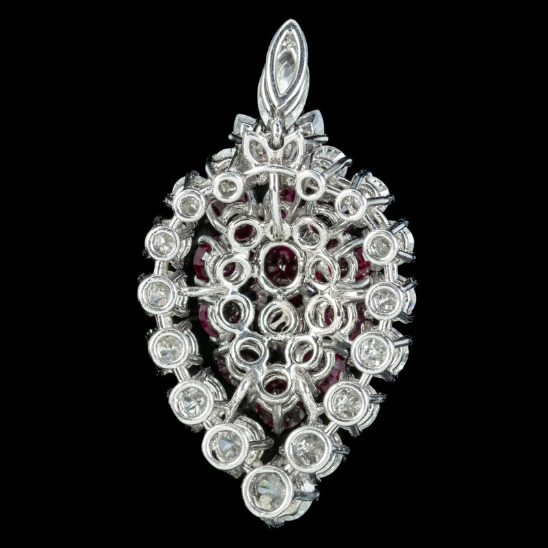 Vintage Ruby Diamond Pendant 18ct Gold 3.20ct Of Ruby