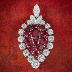 Vintage Ruby Diamond Pendant 18ct Gold 3.20ct Of Ruby