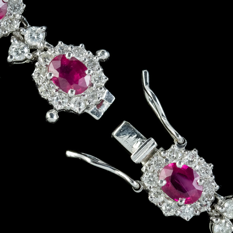 Vintage Ruby Diamond Riviere Necklace 15ct Of Ruby 18ct Gold 