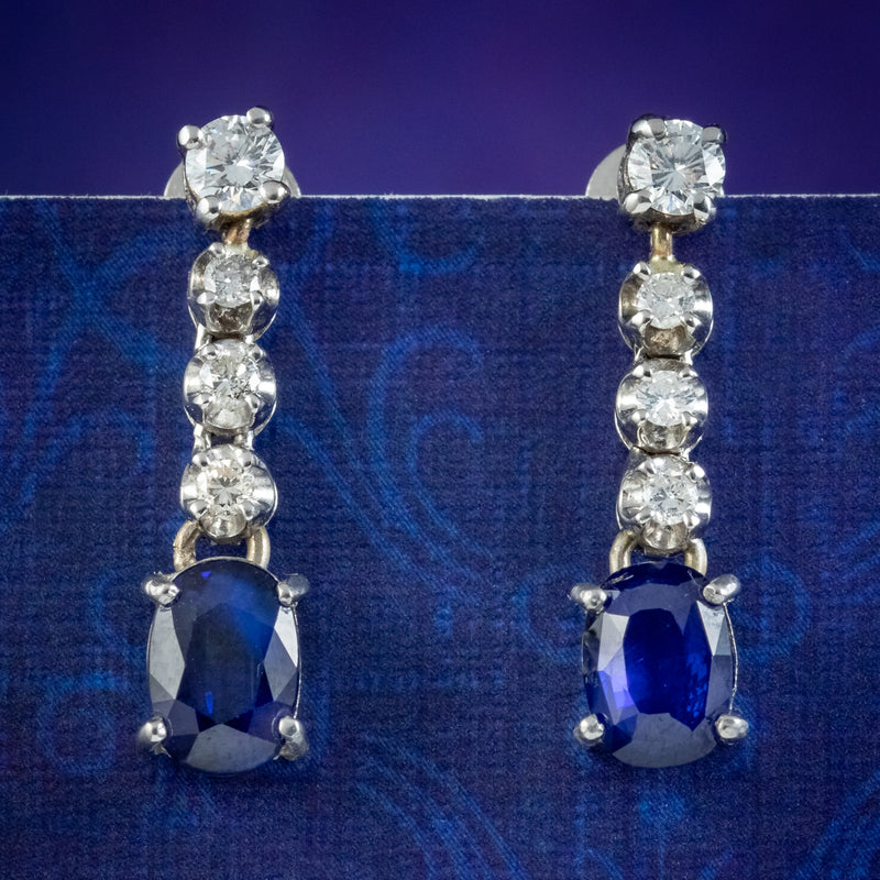Vintage sapphire cheap drop earrings