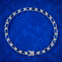 Vintage Sapphire Diamond Tennis Bracelet 18ct Gold 12ct Of Sapphire