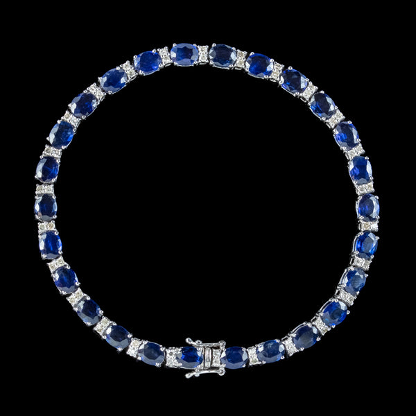 Vintage Sapphire Diamond Tennis Bracelet 18ct Gold 12ct Of Sapphire