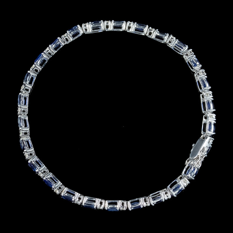 Vintage Sapphire Diamond Tennis Bracelet 18ct Gold 12ct Of Sapphire