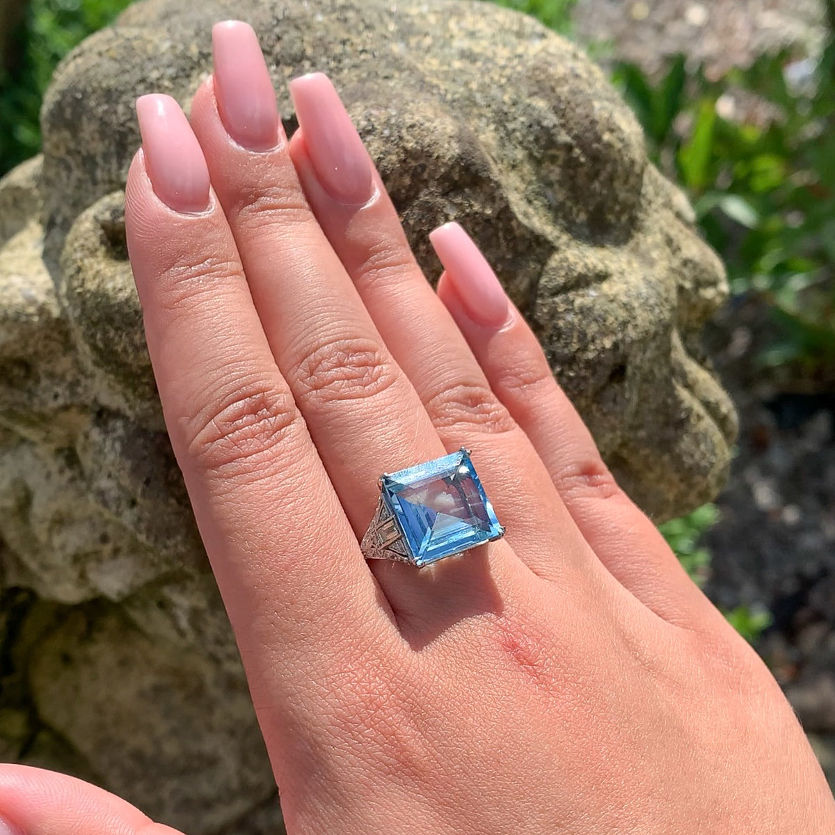 Square aquamarine ring new arrivals