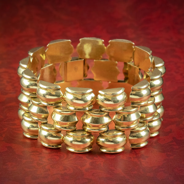 Vintage Track Bracelet Solid 18ct Yellow Gold