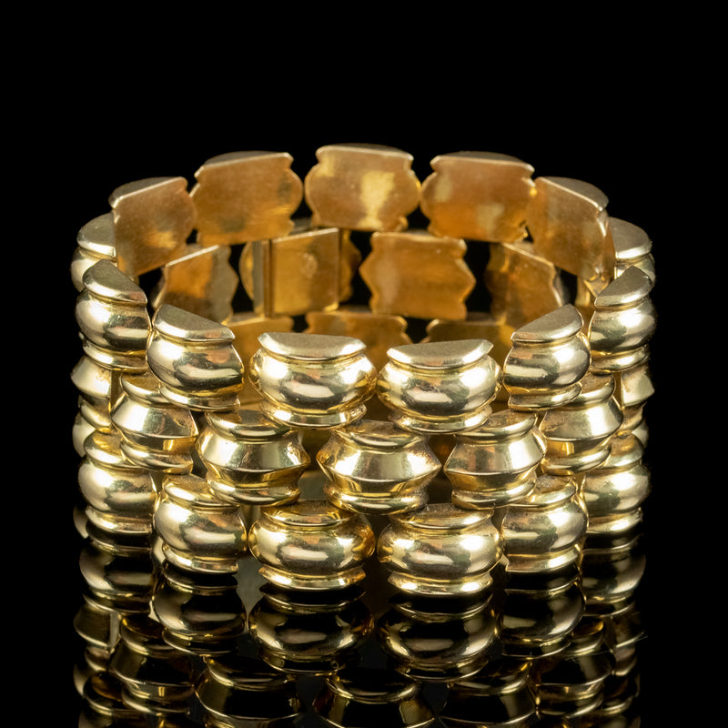 Vintage Track Bracelet Solid 18ct Yellow Gold