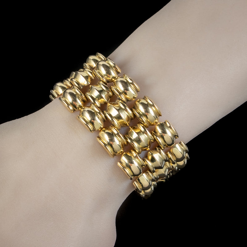 Vintage Track Bracelet Solid 18ct Yellow Gold