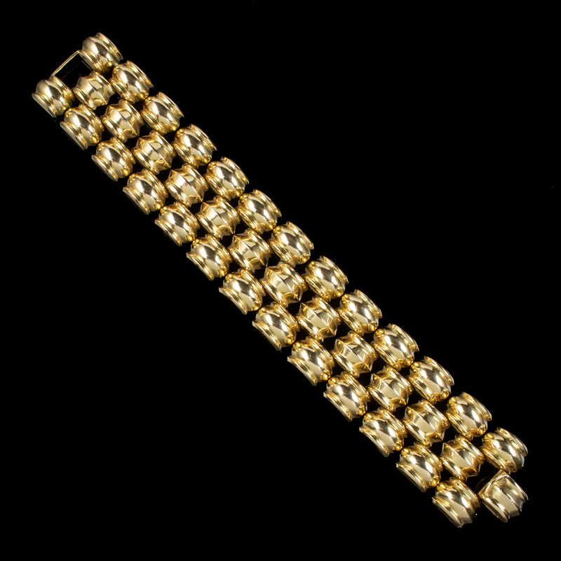 Vintage Track Bracelet Solid 18ct Yellow Gold