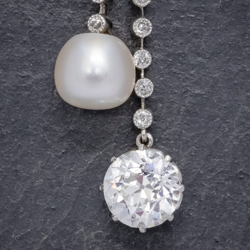 VINTAGE ART DECO DIAMOND LILY PENDANT NECKLACE PLATINUM 5CT OF DIAMOND CIRCA 1925 CERT STONES