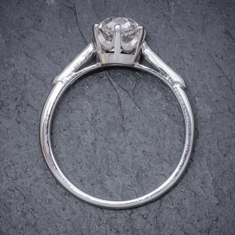 VINTAGE DIAMOND SOLITAIRE RING PLATINUM 1.25CT OLD CUT DIAMOND CERT STOOD